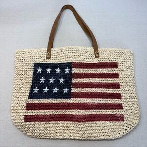 American Flag Straw Tote Bag by Straw Studios